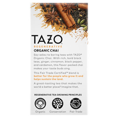 Tazo Regenerative Organic Chai Black Tea Bags, 16 count, 1.5 oz