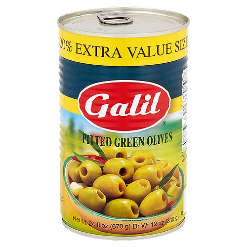Galil Pitted Green Olives Value Size, 24 fl oz