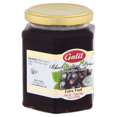 Galil Blackcurrant Preserve Extra Fruit Jam, 13 oz