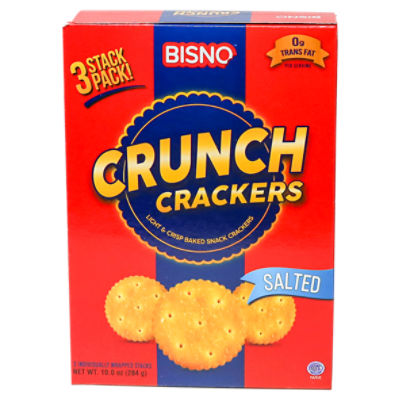 Bisno Salted Crunch Crackers, 3 count, 10.0 oz