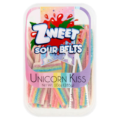 Zweet Unicorn Kiss Sour Belts Candy, 10 oz