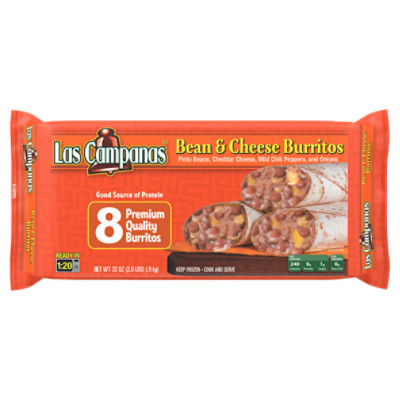 Las Campanas Bean & Cheese Burritos, 8 count, 32 oz