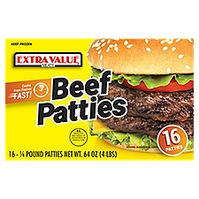 Extra Value seasoned Beef Patties, 64 Ounce