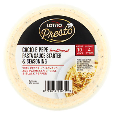 Lotito Foods Cacio E Pepe Presto Traditional Pasta Sauce Starter & Seasoning, 6 oz