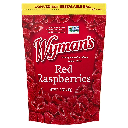 Wyman's Fresh Frozen Red Raspberries, 12 oz