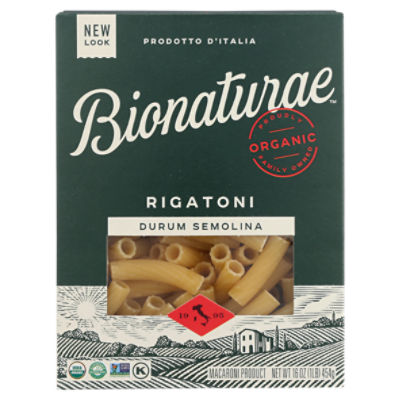 Bionaturae Durum Semolina Rigatoni Macaroni Pasta, 16 oz