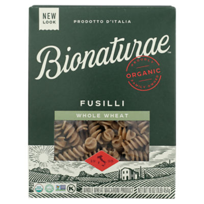 BIONATURAE ORGANIC WHOLE WHEAT FUSILLI PASTA, 16 oz