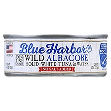 Blue Harbor Fish Co. Wild Albacore Solid White Tuna in Water No Salt Added, 4.6 oz Can