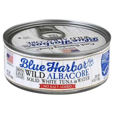 Blue Harbor Fish Co. Wild Albacore Solid White Tuna in Water No Salt Added,  4.6 oz Can - Fairway
