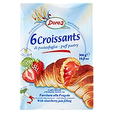 Dora3 Puff Pastry Croissants with Strawberry Jam Filling, 6 count, 10.5 oz