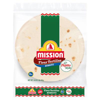 Mission Pepito Style Burrito Flour Tortillas, 8 count, 16 oz