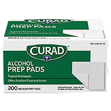 Curad Prep Pads, 2-Ply Alcohol, 200 Each
