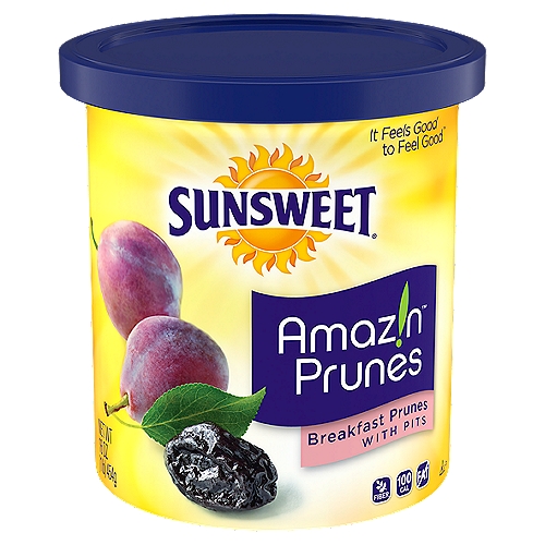 Sunsweet Amaz!n Breakfast Prunes with Pits, 16 oz
The Feel Good Fruit™
Enjoy living life to the fullest when you give your body the nutrition from Sunsweet Amaz!n Prunes. Because it feels good to feel good.