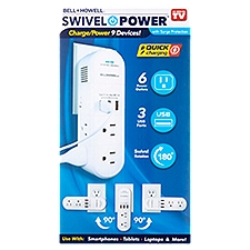 Bell + Howell Swivel Power Surge Protection, Outlet Adaptor, 1 Each