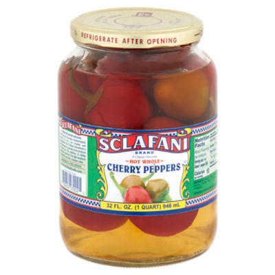 Sclafani Hot Whole Cherry Peppers, 32 fl oz