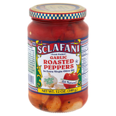 Sclafani Roasted Peppers - Garlic, 12 oz