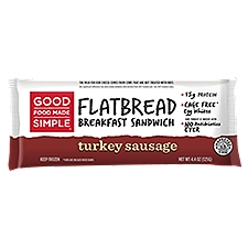 Good Food Made Simple Turkey Sausage, Flatbread Breakfast Sandwich, 4.4 Ounce