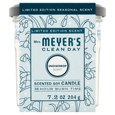 Mrs. Meyer's Clean Day Snowdrop Scent Soy Candle Limited Edition, 7.2 oz