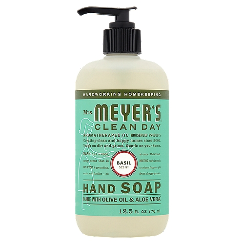 Mrs. Meyer's Clean Day Hand Soap contains a special recipe of aloe vera gel, olive oil and a unique blend of essential oils and other naturally derived ingredients.