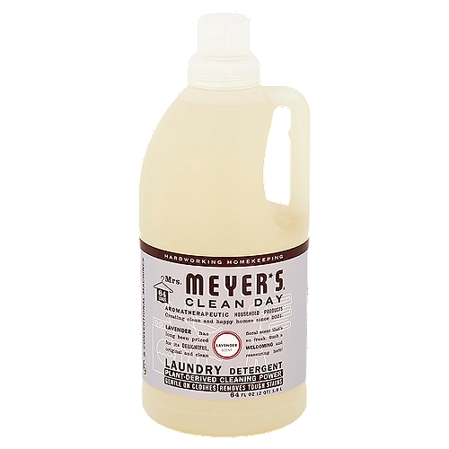 Mrs. Meyer's Clean Day Lavender Scent Concentrated Laundry Detergent, 64 loads, 64 fl oz
Lavender has long been prized for its Delightful, original and clean floral scent that's so fresh. Such a Welcoming and reassuring herb!

We Make Effective, Trusted Formulas.
Made with:*
Plant-Derived Cleaning Ingredients
Essential Oils
Stain-Fighting Enzymes

Made without:
Parabens & Phthalates
Optical Brighteners
Artificial Colors