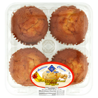 American Classic Gourmet Banana Walnut Muffin, 4 count, 16 oz, 16 Ounce