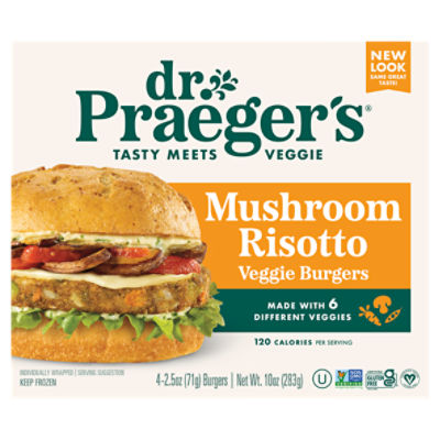 Dr. Praeger's Mushroom Risotto Veggie Burgers, 2.5 oz, 4 count The