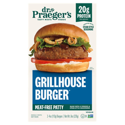 Dr. Praeger's Meat-Free Patty Grillhouse Burger, 4 oz, 2 count