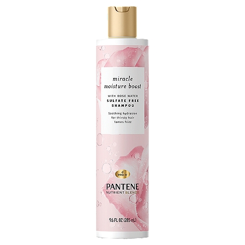 Pantene Nutrient Blends Miracle Moisture Boost Rose Water Shampoo for Dry Hair, Sulfate Free, 9.6 fl oz
