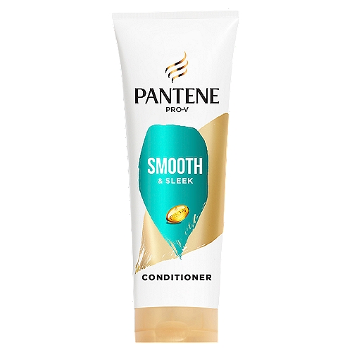 PANTENE PRO-V Smooth & Sleek Conditioner, 10.4oz/308mL
HARD WORKING, LONG LASTING 
Your haircare should work as hard as you do. Pantene PRO-V Smooth & Sleek Conditioner visibly transforms frizzy hair into smooth hair with lasting frizz control. This anti frizz conditioner contains 2x more nutrients and won't weigh down your strands so you get smoothness in every wash and 72+ hours of frizz taming. This formula is safe for colored hair and crafted with protective anti-oxidants and pH balancers to leave you with healthy and shiny strands. With Pantene Pro-V Smooth & Sleek Conditioner, say goodbye to frizzy strands and unleash soft, hydrated hair that looks and feels beautiful for longer. 

2X MORE NUTRIENTS, LASTS FOR 72+ HOURS 
This Pantene PRO-V Smooth & Sleek Conditioner is designed to be used with other frizzy hair products and hair shine products, like our complete Smooth & Sleek Collection that infuses your hair with optimal softness and shine with 2x more nutrients. These powerful Smooth & Sleek formulas work together to permeate every strand, smoothing hair from the inside out for results that last 72+ hours without washing. These formulas are crafted with protective antioxidants, Pro-Vitamin B5, and pH balancers, and made without parabens or colorants.

TO USE
Massage Pro-V Conditioner into your cleansed hair, making sure to pay special attention to your ends. Rinse thoroughly. This color-safe conditioner is gentle enough for everyday use on chemically-treated hair or color-treated hair, and gives you results that last for 72+ hours without washing.