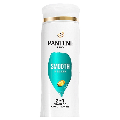 Pantene Pro-V Smooth & Sleek 2in1 Shampoo and Conditioner, 12.0oz
HARD WORKING, LONG LASTING 
Your haircare should work as hard as you do. Pantene PRO-V Smooth & Sleek 2-in1 Shampoo + Conditioner gently cleanses and smooths frizzy hair to remove dirt and impurities while softening stubborn strands for smoothness. This anti frizz 2-in-1 contains 2x more nutrients and won't weigh down your hair so you get smoothness in every wash and 72+ hours of lasting frizz control. This formula is safe for colored hair and crafted with protective anti-oxidants and pH balancers to leave you with healthy and shiny strands. With Pantene Pro-V Smooth & Sleek 2-in-1, say goodbye to frizzy strands and unleash soft, hydrated hair that looks and feels beautiful for longer. 

2X MORE NUTRIENTS, LASTS FOR 72+ HOURS 
This Pantene PRO-V Smooth & Sleek 2-in-1 Shampoo + Conditioner is designed to be used with other frizzy hair products, like our complete Smooth & Sleek Collection that infuses your hair with optimal softness and shine with 2x more nutrients. These powerful Smooth & Sleek formulas work together to permeate every strand, smoothing hair from the inside out for results that last 72+ hours without washing. These formulas are crafted with protective antioxidants, Pro-Vitamin B5, and pH balancers, and made without parabens or colorants.

TO USE
Massage Pro-V 2-in-1 Shampoo + Conditioner into your hair. Rinse thoroughly. This color-safe 2-in-1 is gentle enough for everyday use on chemically-treated hair or color-treated hair, and gives you results that last for 72+ hours without washing.
