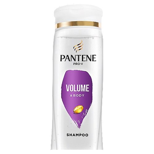 PANTENE PRO-V Volume & Body Shampoo, 12.0oz/355mL
HARD WORKING, LONG LASTING 
Your haircare should work as hard as you do. Pantene PRO-V Volume & Body Shampoo cleanses fine and thin hair to remove build up and prime strands for optimal fullness. This volumizing shampoo contains 2x more nutrients and won't strip your hair so you get volume with every wash and 72+ hours of fullness when used with Volume & Body Conditioner. This formula is safe for colored hair and crafted with protective anti-oxidants and pH balancers to leave you with full and healthy strands. With Pantene Pro-V Volume & Body, say goodbye to flat strands and unleash soft, fuller hair that looks and feels beautiful for longer. 

2X MORE NUTRIENTS, LASTS FOR 72+ HOURS 
This Pantene PRO-V Volume & Body Shampoo is designed to be used with our complete Volume & Body Collection to infuse your hair with body and 2x more nutrients. These powerful Volume & Body formulas work together to permeate every strand, revitalizing hair from the inside out for body and fullness that last 72+ hours without washing. These formulas are crafted with protective antioxidants, Pro-Vitamin B5, and pH balancers, and made without parabens or colorants.

TO USE
Massage shampoo into your hair, making sure to pay special attention to your scalp. Rinse thoroughly. This color-safe formula is gentle enough for everyday use on chemically-treated hair or color-treated hair, and results last for 72+ hours without washing.

Hard Working, Long Lasting
Volume & Body Pro-V formula cleanses fine & thin hair to remove build up & prime strands for optimal fullness.

Safe on:
✓ Color treated hair
✓ Chemically treated hair