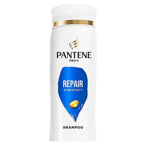 PANTENE PRO-V Repair & Protect Shampoo, 12 oz
HARD WORKING, LONG LASTING 
Your haircare should work as hard as you do. Pantene PRO-V Repair & Protect Shampoo cleanses damaged hair to remove build up, repair signs of damage and prime strands for optimal nourishment. This paraben free shampoo contains 2x more nutrients and no harsh stripping for nourishment in every wash, with 72+ hours of strand protection when used with Repair & Protect Conditioner. This cleansing shampoo is safe for colored hair and crafted with protective anti-oxidants, strengthening lipids, and pH balancers, leaving you with strong and healthy strands. With Pantene Pro-V Repair & Protect Shampoo, say goodbye to damaged strands and unleash soft, hydrated hair that looks and feels beautiful for longer. 

2X MORE NUTRIENTS, LASTS FOR 72+ HOURS
This Pantene PRO-V Repair & Protect Shampoo is designed to be used with our complete Repair & Protect Collection to infuse your hair with optimal hydration and 2x more nutrients. These powerful Repair & Protect formulas work together to permeate every strand, fighting damage where it starts and deeply nourishing hair from the inside out for protection that lasts 72+ hours without washing. These formulas are crafted with Pro-V nutrients, Pro-Vitamin B5, and pH balancers, and made without parabens or colorants.

TO USE
Massage Pro-V Shampoo into your hair, making sure to pay special attention to your scalp. Rinse thoroughly. For best results, follow with Pro-V Repair & Protect Conditioner. This color-safe shampoo is gentle enough for everyday use on chemically-treated hair or color-treated hair, and gives you results that last for 72+ hours without washing.

0% Parabens, Colorants, Mineral Oil, Drying Alcohols*
*contains no ethanol

Updated Formula with 2x Nutrients*
*Antioxidant Nutrients, Vs. 2021 Base Pantene Formula