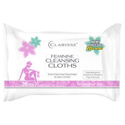 Clarisse Feminine Cleansing Cloths, 36 count