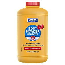 Lucky Super Soft Pure Cornstarch Medicated Body Powder, 8 oz, 8 Ounce