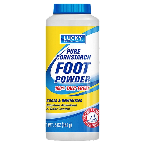 Lucky Super Soft Pure Cornstarch Foot Powder, 5 oz