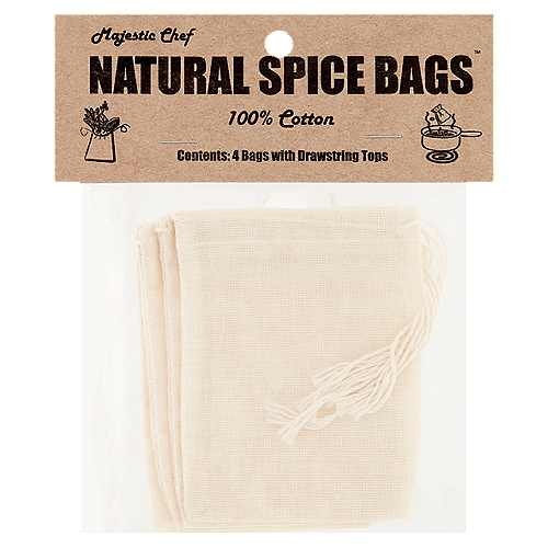 Majestic Chef 100% Cotton Natural Spice Bags, 4 count