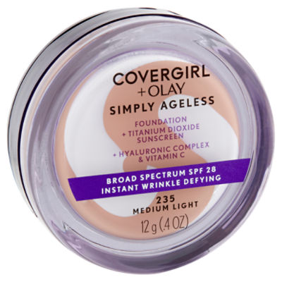 Covergirl + Olay Simply Ageless 235 Medium Light Broad Spectrum Foundation, SPF 28, .4 oz