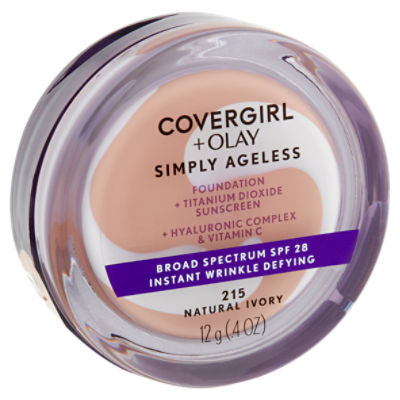 Covergirl + Olay Simply Ageless 215 Natural Ivory Broad Spectrum Foundation, SPF 28, .4 oz