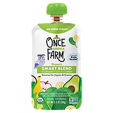 Once Upon a Farm Organic Smart Blend Bananas for Apples & Greens Baby Food, 3.2 oz