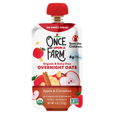 Once Upon a Farm Organic & Dairy Free Apple & Cinnamon Overnight Oats Baby Food, 4 oz