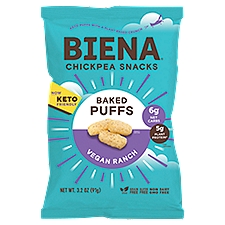 Biena Vegan Ranch Baked Puffs, Chickpea Snacks, 3.2 Ounce