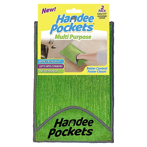 Handee Pockets Multi Purpose Microfiber Cloths, 2 count 