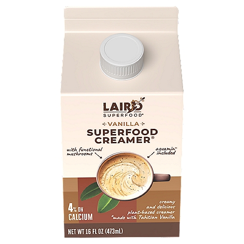 Laird Superfood Vanilla Superfood Creamer, 16 fl oz
Aquamin™ included
Aquamin is a natural source of calcium and 72 other minerals in trace amounts

Your Daily Ritual Starts Here!

Plant-based fuel Superfood Creamer® with Functional Mushrooms and naturally occurring MCTs from coconuts

Harness the Power of Chaga, Lion's Mane, and Cordyceps to Kickstart Your Day