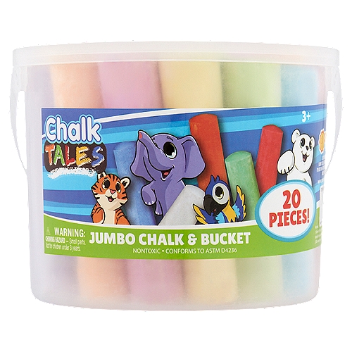 Chalk Tales Jumbo Chalk & Bucket, 3+, 20 count