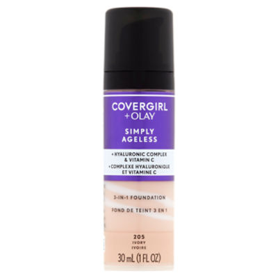 Covergirl + Olay Simply Ageless 205 Ivory 3-in-1 Liquid Foundation, 1 fl oz