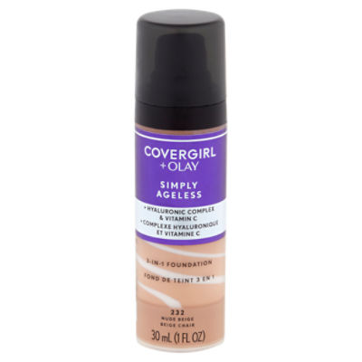 Covergirl + Olay Simply Ageless  232 Nude Beige 3-in-1 Foundation, 1 fl oz