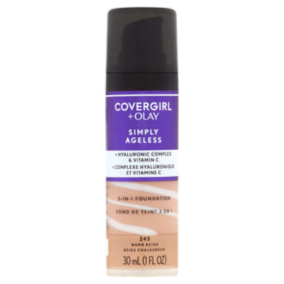 Covergirl + Olay Simply Ageless 245 Warm Beige 3-in-1 Foundation, 1 fl oz
