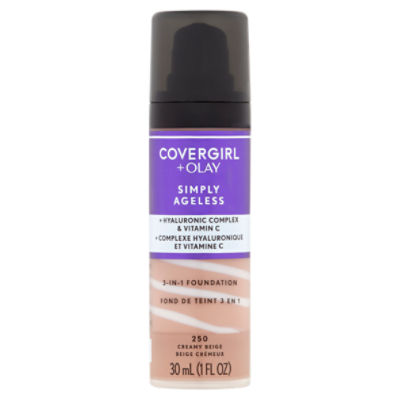 Covergirl + Olay Simply Ageless 250 Creamy Beige 3-in-1 Foundation, 1 fl oz