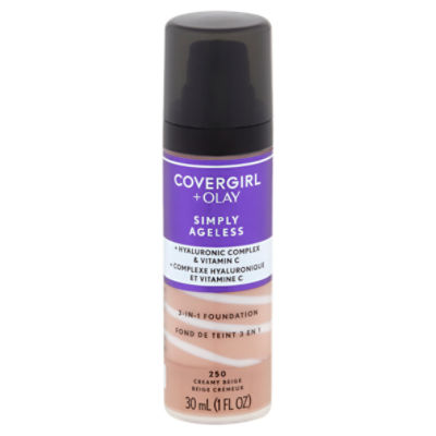 Covergirl + Olay Simply Ageless 250 Creamy Beige 3-in-1 Foundation, 1 fl oz