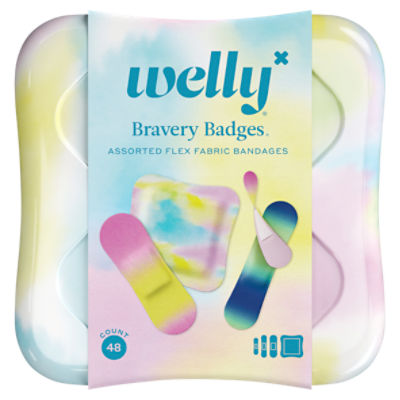 Welly Bravery Badges Assorted Flex Fabric Bandages, 48 count, 48 Each